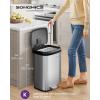 imageSONGMICS Kitchen Trash Can 18Gallon Stainless Steel Garbage Can with StayOpen Lid and Stepon Pedal Soft Closure Tall Large and SpaceSaving Silver and Black ULTB520E68Silver  Black