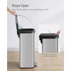 imageSONGMICS Kitchen Trash Can 18Gallon Stainless Steel Garbage Can with StayOpen Lid and Stepon Pedal Soft Closure Tall Large and SpaceSaving Silver and Black ULTB520E68Silver  Black