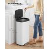 imageSONGMICS Kitchen Trash Can 18Gallon Stainless Steel Garbage Can with StayOpen Lid and Stepon Pedal Soft Closure Tall Large and SpaceSaving Silver and Black ULTB520E68White  Black