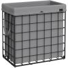 imageSONGMICS Laundry Hamper 238 Gal 90L Laundry Basket Collapsible Clothes Hamper Removable and Washable Liner Metal Wire Frame for Bedroom Bathroom Black and Gray ULCB190G01Black  Gray