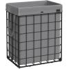 imageSONGMICS Laundry Hamper 238 Gal 90L Laundry Basket Collapsible Clothes Hamper Removable and Washable Liner Metal Wire Frame for Bedroom Bathroom Black and Gray ULCB190G01Black  Gray