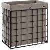 imageSONGMICS Laundry Hamper 238 Gal 90L Laundry Basket Collapsible Clothes Hamper Removable and Washable Liner Metal Wire Frame for Bedroom Bathroom Black and Gray ULCB190G01Black  Camel Brown