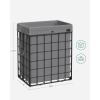 imageSONGMICS Laundry Hamper 238 Gal 90L Laundry Basket Collapsible Clothes Hamper Removable and Washable Liner Metal Wire Frame for Bedroom Bathroom Black and Gray ULCB190G01Black  Gray