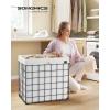 imageSONGMICS Laundry Hamper 238 Gal 90L Laundry Basket Collapsible Clothes Hamper Removable and Washable Liner Metal Wire Frame for Bedroom Bathroom Black and Gray ULCB190G01Cream White