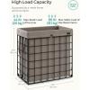 imageSONGMICS Laundry Hamper 238 Gal 90L Laundry Basket Collapsible Clothes Hamper Removable and Washable Liner Metal Wire Frame for Bedroom Bathroom Black and Gray ULCB190G01Black  Camel Brown