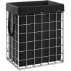 imageSONGMICS Laundry Hamper 238 Gal 90L Laundry Basket Collapsible Clothes Hamper Removable and Washable Liner Metal Wire Frame for Bedroom Bathroom Black and Gray ULCB190G01Silver  Classic Black