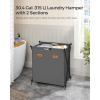 imageSONGMICS Laundry Hamper Laundry Basket 357 Gal Laundry Sorter 3 Sections Collapsible XFrame Clothes Organizer with Customizable Labels Laundry Room Bedroom Bathroom Ink Black ULCB130B01Slate Gray
