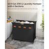 imageSONGMICS Laundry Hamper Laundry Basket 357 Gal Laundry Sorter 3 Sections Collapsible XFrame Clothes Organizer with Customizable Labels Laundry Room Bedroom Bathroom Ink Black ULCB130B01Ink Black
