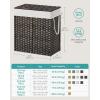 imageSONGMICS Laundry Hamper with Lid 110L Clothes Hamper with 2 Removable Liner Bags 6 Mesh Bags Wicker Laundry Basket Double Laundry Hamper for Bathroom 13 x 224 x 236 Inches Natural ULCB52NLBrown