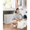 imageSONGMICS Laundry Hamper with Lid 110L Clothes Hamper with 2 Removable Liner Bags 6 Mesh Bags Wicker Laundry Basket Double Laundry Hamper for Bathroom 13 x 224 x 236 Inches Natural ULCB52NLWhite