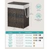 imageSONGMICS Laundry Hamper with Lid 110L Clothes Hamper with 2 Removable Liner Bags 6 Mesh Bags Wicker Laundry Basket Double Laundry Hamper for Bathroom 13 x 224 x 236 Inches Natural ULCB52NLBrown