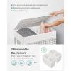 imageSONGMICS Laundry Hamper with Lid 110L Clothes Hamper with 2 Removable Liner Bags 6 Mesh Bags Wicker Laundry Basket Double Laundry Hamper for Bathroom 13 x 224 x 236 Inches Natural ULCB52NLWhite