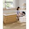 imageSONGMICS Laundry Hamper with Lid 110L Clothes Hamper with 2 Removable Liner Bags 6 Mesh Bags Wicker Laundry Basket Double Laundry Hamper for Bathroom 13 x 224 x 236 Inches Natural ULCB52NLNatural