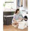 imageSONGMICS Laundry Hamper with Lid 110L Clothes Hamper with 2 Removable Liner Bags 6 Mesh Bags Wicker Laundry Basket Double Laundry Hamper for Bathroom 13 x 224 x 236 Inches Natural ULCB52NLBrown