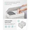 imageSONGMICS Laundry Hamper with Lid 110L Clothes Hamper with 2 Removable Liner Bags 6 Mesh Bags Wicker Laundry Basket Double Laundry Hamper for Bathroom 13 x 224 x 236 Inches Natural ULCB52NLWhite