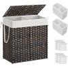imageSONGMICS Laundry Hamper with Lid 110L Clothes Hamper with 2 Removable Liner Bags 6 Mesh Bags Wicker Laundry Basket Double Laundry Hamper for Bathroom 13 x 224 x 236 Inches Natural ULCB52NLBrown