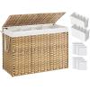 imageSONGMICS Laundry Hamper with Lid 110L Clothes Hamper with 2 Removable Liner Bags 6 Mesh Bags Wicker Laundry Basket Double Laundry Hamper for Bathroom 13 x 224 x 236 Inches Natural ULCB52NLNatural