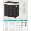 imageSONGMICS Laundry Hamper with Lid 110L Clothes Hamper with 2 Removable Liner Bags 6 Mesh Bags Wicker Laundry Basket Double Laundry Hamper for Bathroom 13 x 224 x 236 Inches Natural ULCB52NLBlack