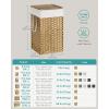 imageSONGMICS Laundry Hamper with Lid 238 Gallon 90 L Synthetic Rattan Clothes Laundry Basket with Lid and Handles Foldable Removable Liner Goose Yellow ULCB51NLGoose Yellow