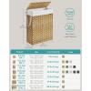 imageSONGMICS Laundry Hamper with Lid 238 Gallon 90 L Synthetic Rattan Clothes Laundry Basket with Lid and Handles Foldable Removable Liner Goose Yellow ULCB51NLGoose Yellow