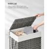 imageSONGMICS Laundry Hamper with Lid 238 Gallon 90 L Synthetic Rattan Clothes Laundry Basket with Lid and Handles Foldable Removable Liner Goose Yellow ULCB51NLDove Gray