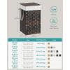 imageSONGMICS Laundry Hamper with Lid 238 Gallon 90 L Synthetic Rattan Clothes Laundry Basket with Lid and Handles Foldable Removable Liner Goose Yellow ULCB51NLChestnut Brown