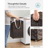 imageSONGMICS Laundry Hamper with Lid 238 Gallon 90 L Synthetic Rattan Clothes Laundry Basket with Lid and Handles Foldable Removable Liner Goose Yellow ULCB51NLChestnut Brown