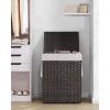 imageSONGMICS Laundry Hamper with Lid 238 Gallon 90 L Synthetic Rattan Clothes Laundry Basket with Lid and Handles Foldable Removable Liner Goose Yellow ULCB51NLChestnut Brown