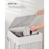 imageSONGMICS Laundry Hamper with Lid 238 Gallon 90 L Synthetic Rattan Clothes Laundry Basket with Lid and Handles Foldable Removable Liner Goose Yellow ULCB51NLCloud White