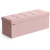 imageSONGMICS MAZIE Collection  43 Inches Folding Storage Ottoman Bench Ottoman Foot Rest End of Bed Bench Storage Chest Load 660 lb for Living Room Bedroom Entryway Dark Gray ULSF77KJelly Pink