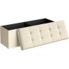 imageSONGMICS MAZIE Collection  43 Inches Folding Storage Ottoman Bench Ottoman Foot Rest End of Bed Bench Storage Chest Load 660 lb for Living Room Bedroom Entryway Dark Gray ULSF77KCream White