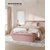 imageSONGMICS MAZIE Collection  43 Inches Folding Storage Ottoman Bench Ottoman Foot Rest End of Bed Bench Storage Chest Load 660 lb for Living Room Bedroom Entryway Dark Gray ULSF77KJelly Pink