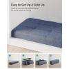 imageSONGMICS MAZIE Collection  43 Inches Folding Storage Ottoman Bench Ottoman Foot Rest End of Bed Bench Storage Chest Load 660 lb for Living Room Bedroom Entryway Dark Gray ULSF77KMisty Blue