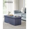 imageSONGMICS MAZIE Collection  43 Inches Folding Storage Ottoman Bench Ottoman Foot Rest End of Bed Bench Storage Chest Load 660 lb for Living Room Bedroom Entryway Dark Gray ULSF77KMisty Blue