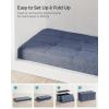 imageSONGMICS MAZIE Collection  43 Inches Folding Storage Ottoman Bench Ottoman Foot Rest End of Bed Bench Storage Chest Load 660 lb for Living Room Bedroom Entryway Dark Gray ULSF77KMisty Blue