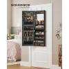 imageSONGMICS Mirror Jewelry Cabinet Armoire Organizer Wall or Door Mount Storage Cabinet with FullLength Frameless Lighted Mirror Builtin Makeup Mirror 2 Drawers Lockable White UJJC013W01Black