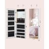 imageSONGMICS Mirror Jewelry Cabinet Armoire Organizer Wall or Door Mount Storage Cabinet with FullLength Frameless Lighted Mirror Builtin Makeup Mirror 2 Drawers Lockable White UJJC013W01White