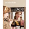 imageSONGMICS Mirror Jewelry Cabinet Armoire Organizer Wall or Door Mount Storage Cabinet with FullLength Frameless Lighted Mirror Builtin Makeup Mirror 2 Drawers Lockable White UJJC013W01Rustic Brown