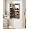 imageSONGMICS Mirror Jewelry Cabinet Armoire Organizer Wall or Door Mount Storage Cabinet with FullLength Frameless Lighted Mirror Builtin Makeup Mirror 2 Drawers Lockable White UJJC013W01Rustic Brown