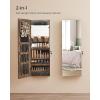 imageSONGMICS Mirror Jewelry Cabinet Armoire Organizer Wall or Door Mount Storage Cabinet with FullLength Frameless Lighted Mirror Builtin Makeup Mirror 2 Drawers Lockable White UJJC013W01Rustic Brown