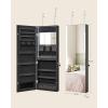 imageSONGMICS Mirror Jewelry Cabinet Armoire Organizer Wall or Door Mount Storage Cabinet with FullLength Frameless Lighted Mirror Builtin Makeup Mirror 2 Drawers Lockable White UJJC013W01Black