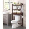imageSONGMICS Over The Toilet Storage 3Tier Over Toilet Bathroom Organizer with Adjustable Shelf 102 x 248 x 669 Inches SpaceSaving Cloud White UBTS01WTBrown