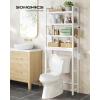imageSONGMICS Over The Toilet Storage 3Tier Over Toilet Bathroom Organizer with Adjustable Shelf 102 x 248 x 669 Inches SpaceSaving Cloud White UBTS01WTCloud White