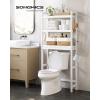 imageSONGMICS Over The Toilet Storage 3Tier Over Toilet Bathroom Organizer with Adjustable Shelf 102 x 248 x 669 Inches SpaceSaving Cloud White UBTS01WTCloud White