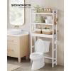 imageSONGMICS Over The Toilet Storage 3Tier Over Toilet Bathroom Organizer with Adjustable Shelf 102 x 248 x 669 Inches SpaceSaving Cloud White UBTS01WTCloud White  Natural Beige