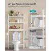 imageSONGMICS Over The Toilet Storage 3Tier Over Toilet Bathroom Organizer with Adjustable Shelf 102 x 248 x 669 Inches SpaceSaving Cloud White UBTS01WTCloud White  Natural Beige
