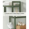 imageSONGMICS Over The Toilet Storage 3Tier Over Toilet Bathroom Organizer with Adjustable Shelf 102 x 248 x 669 Inches SpaceSaving Cloud White UBTS01WTForest Green