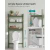 imageSONGMICS Over The Toilet Storage 3Tier Over Toilet Bathroom Organizer with Adjustable Shelf 102 x 248 x 669 Inches SpaceSaving Cloud White UBTS01WTForest Green