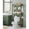 imageSONGMICS Over The Toilet Storage 3Tier Over Toilet Bathroom Organizer with Adjustable Shelf 102 x 248 x 669 Inches SpaceSaving Cloud White UBTS01WTForest Green