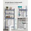 imageSONGMICS Over The Toilet Storage 3Tier Over Toilet Bathroom Organizer with Adjustable Shelf 102 x 248 x 669 Inches SpaceSaving Cloud White UBTS01WTGrey